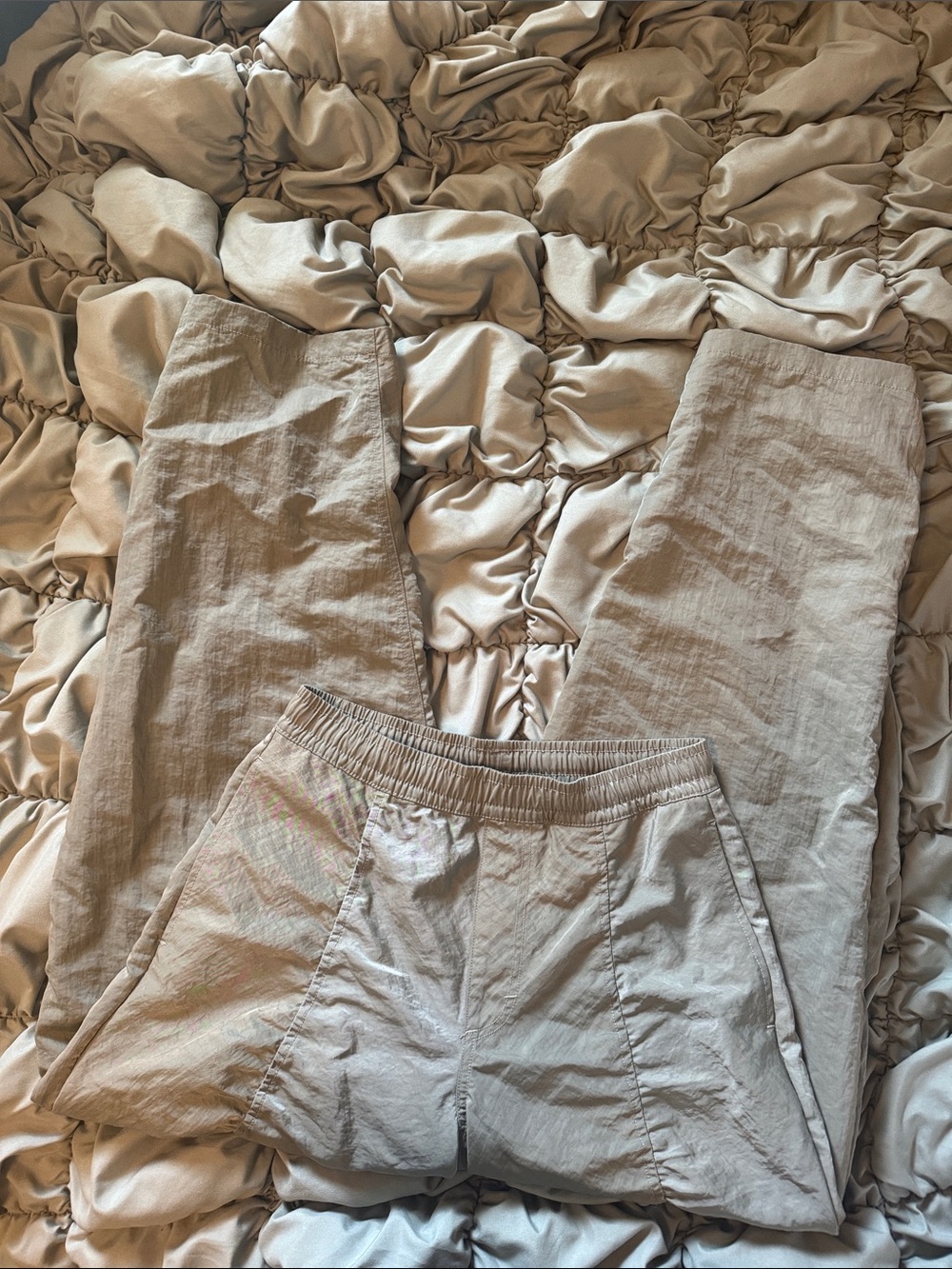 OBEY Sage Green Barrel-Leg shiny pants